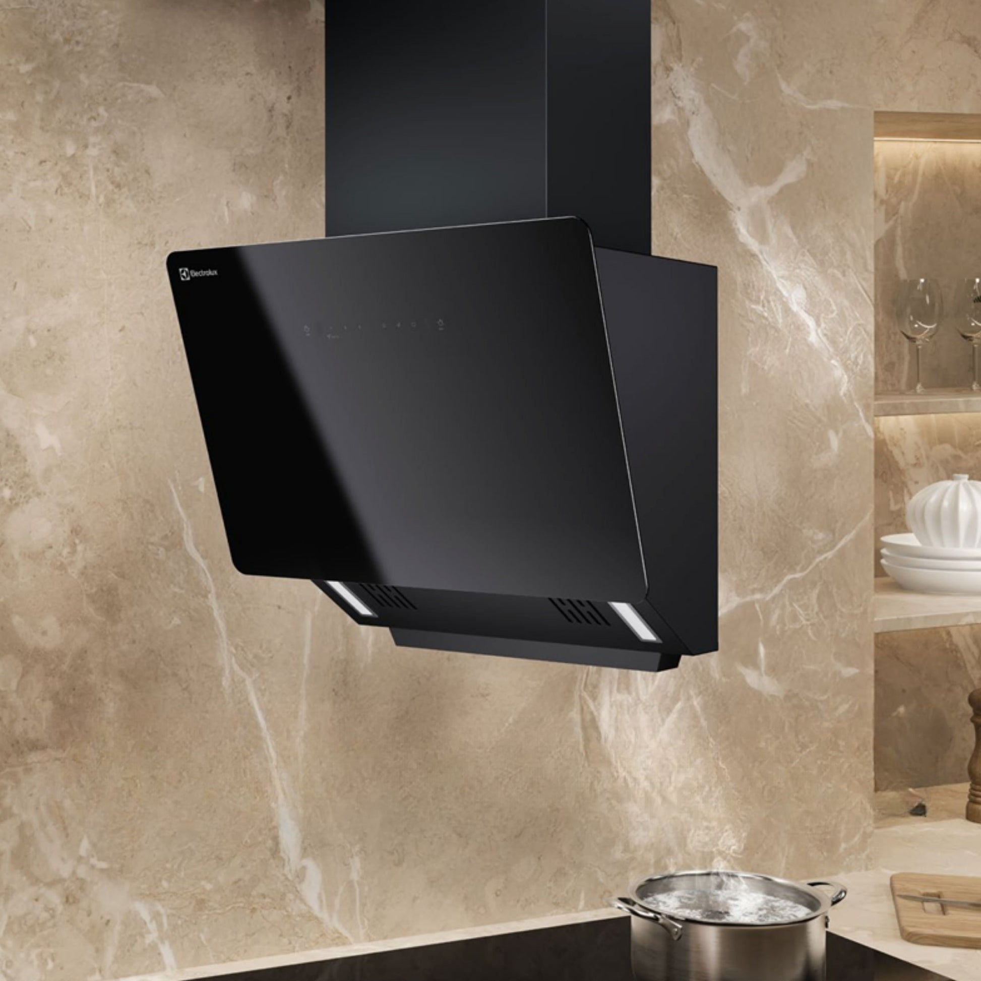 Electrolux 60 cm Wall Mounted Chimney UltimateTaste 700 Series ECS6931GB + Electrolux 60 cm 4 Burner Hob UltimateTaste 300 EHG6430BC