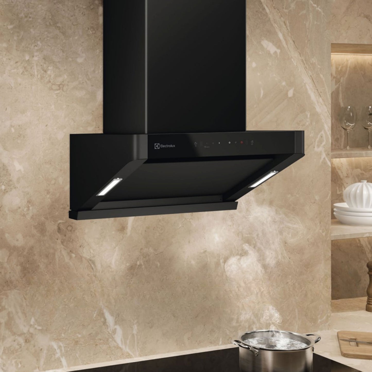 Electrolux 60 cm Wall Mounted Chimney UltimateTaste 700 Series ECS6939KB + Electrolux 60 cm 4 Burner Hob UltimateTaste 300 EHG6430BC