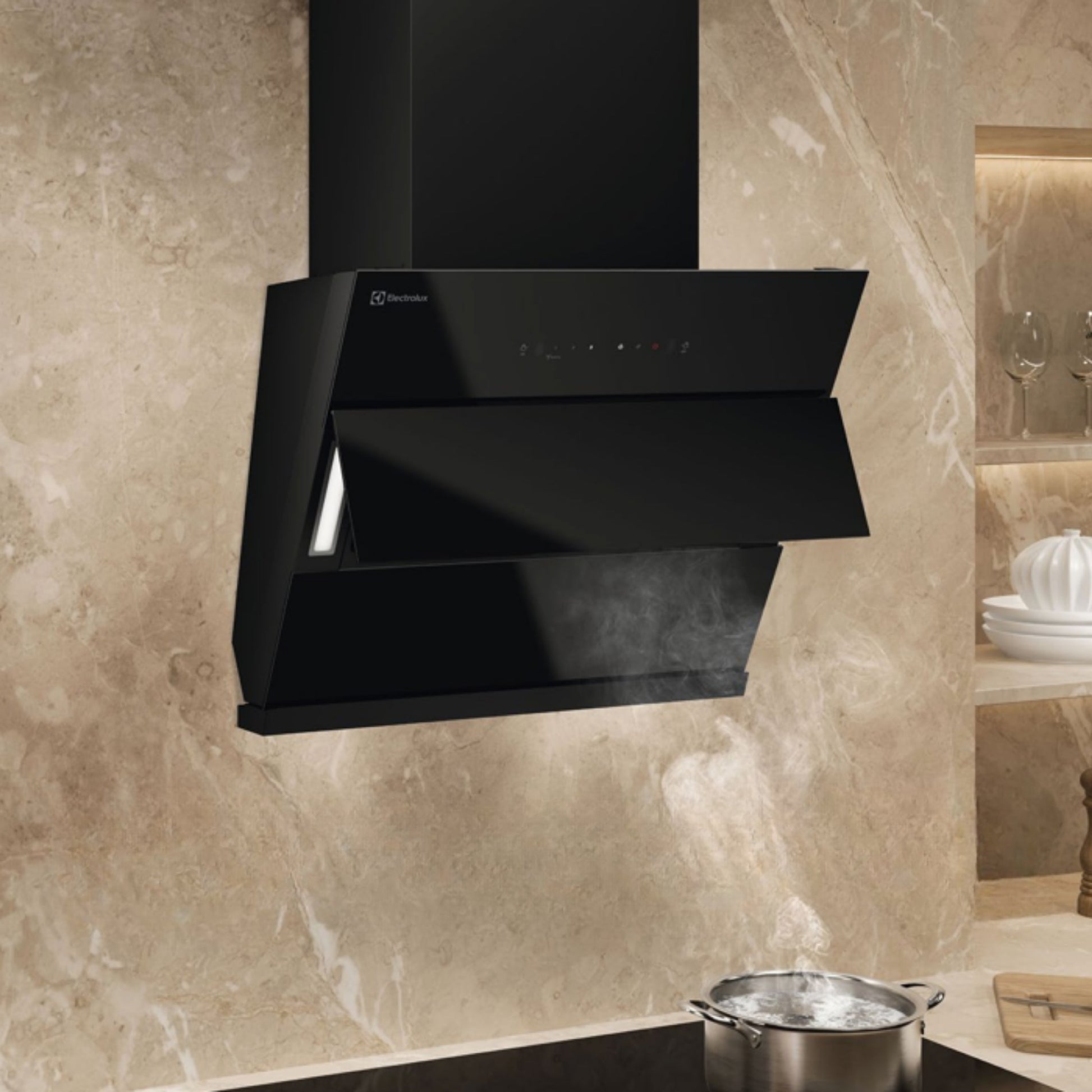 Electrolux 60 cm Wall Mounted Chimney UltimateTaste 700 Series ECS6941GB + Electrolux 60 cm 3 Burner Hob UltimateTaste 300 EHG6330BC