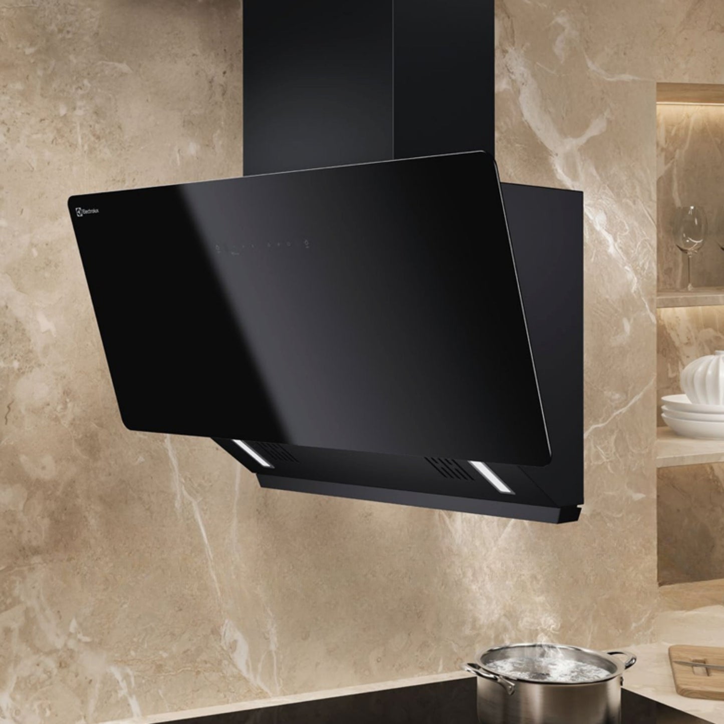 Electrolux 90 cm Wall Mounted Chimney UltimateTaste 700 Series ECS9931GB + Electrolux 78 cm 3 Burner Hob UltimateTaste 300 EHG7330BC