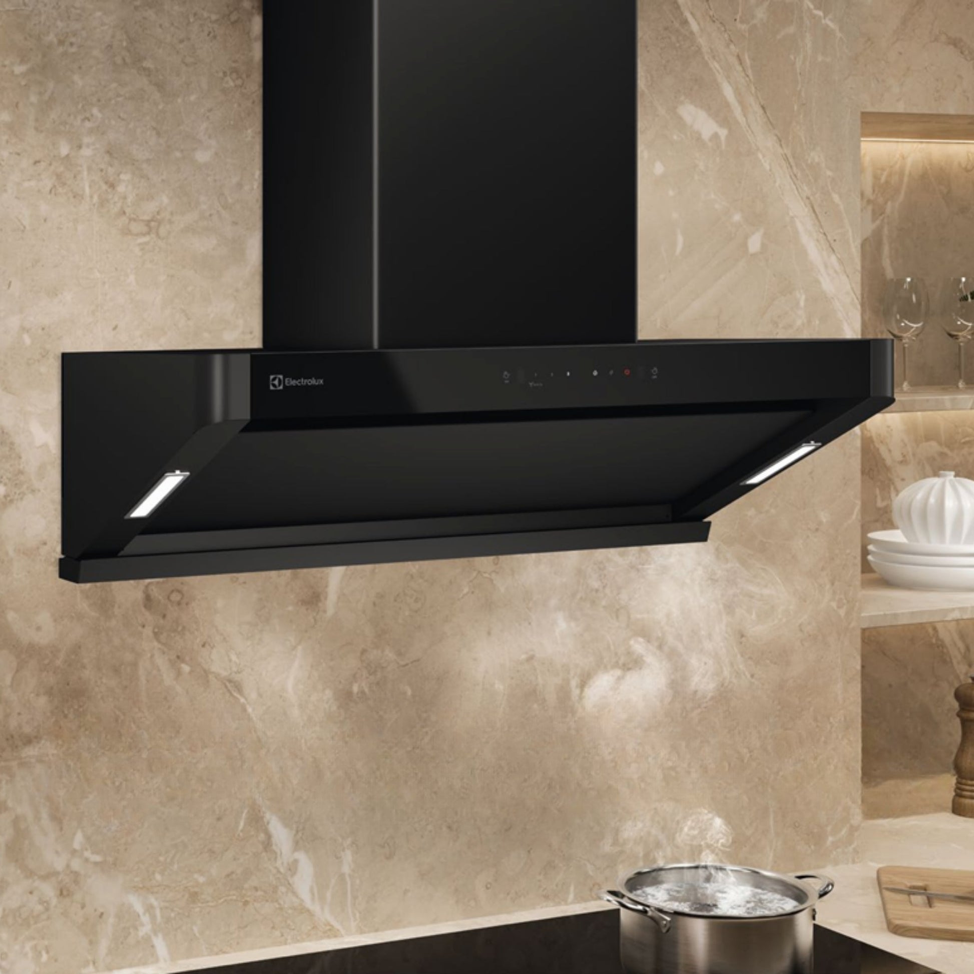 Electrolux 90 cm Wall Mounted Chimney UltimateTaste 700 Series ECS9939KB + Electrolux 90 cm 5 Burner Hob UltimateTaste 300 EHG9530BC