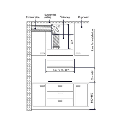 Hafele 60 cm Wall Mounted Chimney Essentia Series RENATA INCLINED 60 + Hafele 70 cm 4 Burner Hob Essentia Series VERENA 470
