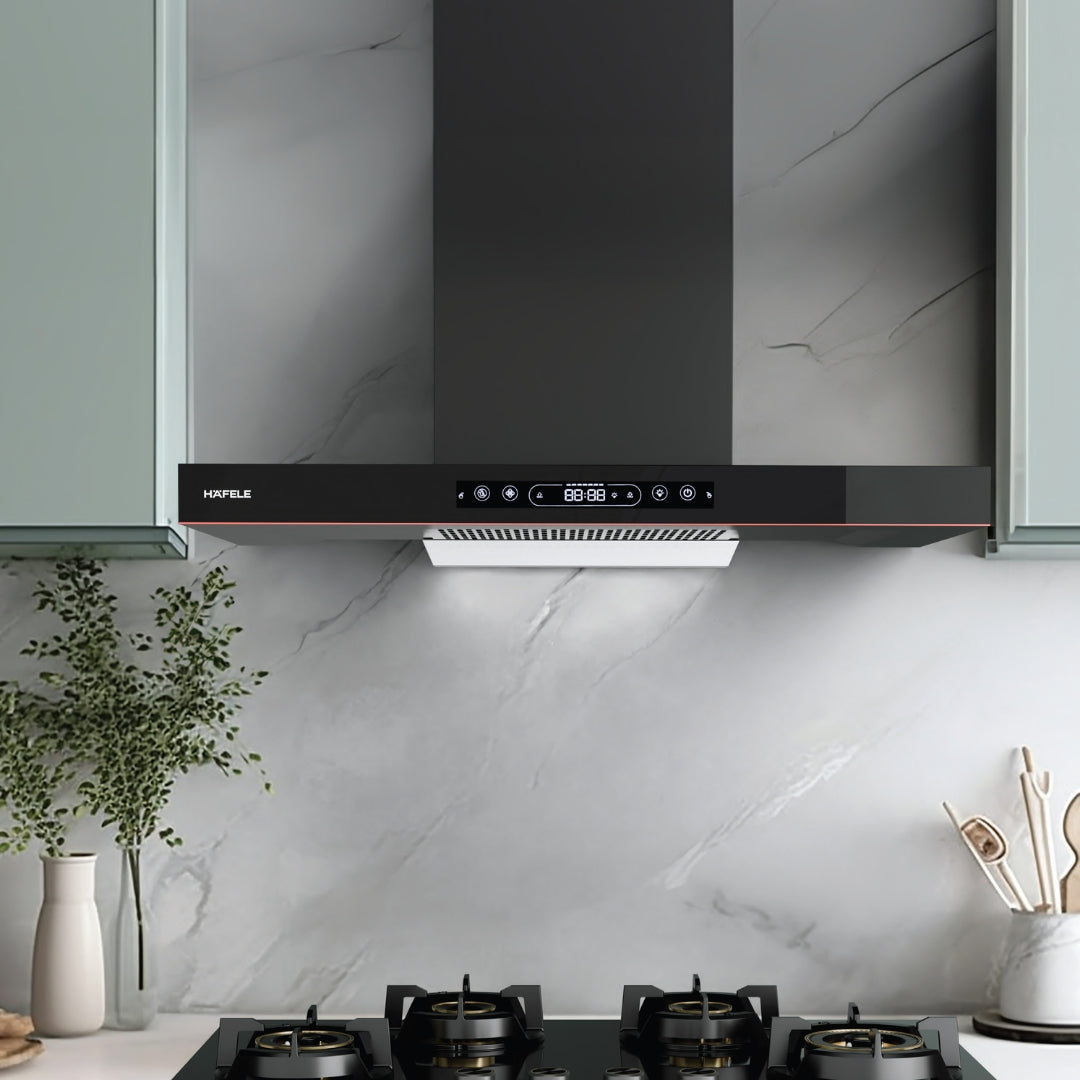 Hafele 60 cm Wall Mounted Chimney Essentia Series RENATA T-60 HOOD + Hafele 70 cm 4 Burner Hob Essentia Series AUGUSTA 470