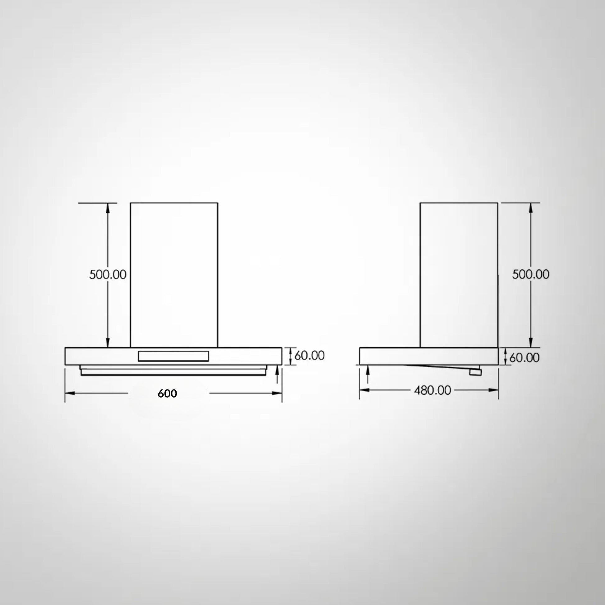 Kaff 60 cm Wall Mounted Chimney Filterless Series ASHPRO DHC 60 + Kaff 60 cm 4 Burner Hob Crista CRH 604