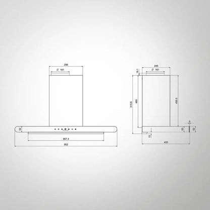 Kaff 90 cm Wall Mounted Chimney CANARY 90 DC BLDC + Kaff 90 cm 4 Burner Hob Ashford Series ASF 94M