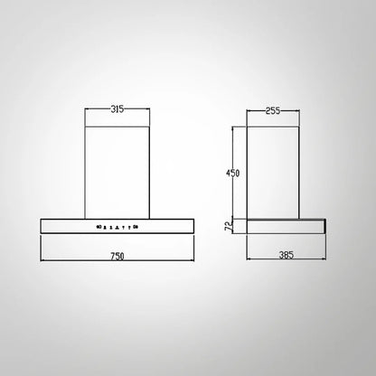 Kaff 75 cm Wall Mounted Chimney CASTO 75 - DC - BLDC + Kaff 78 cm 3 Burner Hob Bellini F BLHF 783