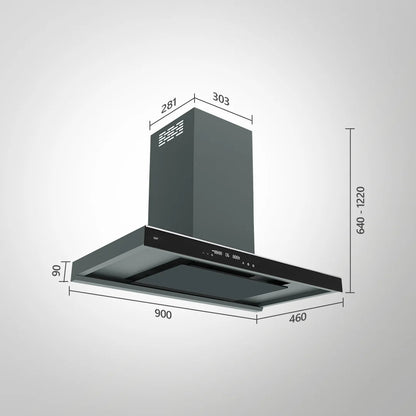 Kaff 90 cm Wall Mounted Chimney MISSONI 90 - BLDC + Kaff 90 cm 4 Burner Hob Ashford Series ASF 94M