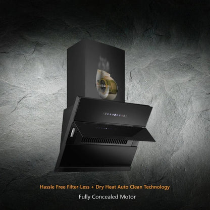 Kaff 75 cm Wall Mounted Chimney Filterless Series NOBELO LX DHC 75 + Kaff 78 cm 4 Burner Hob Alton ALNF 784