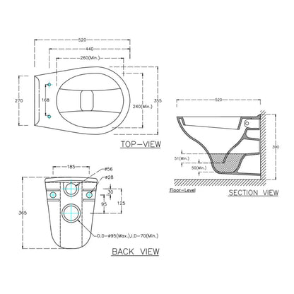 Hindware Wall Mounted White Closet WC Classik 20108 WHITE with P-Trap