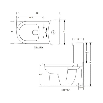 Hindware Floor Mounted White 2 Piece WC Clipper 92026 WHITE with S-Trap