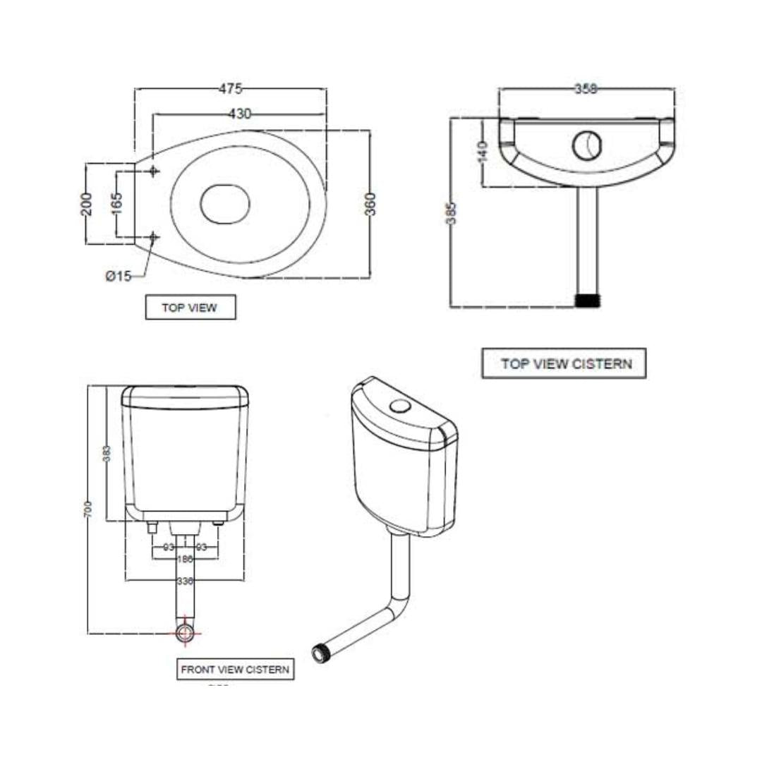 Jaquar Wall Mounted White Closet WC Continental CNS-WHT-551PNPP184LZ with P-Trap