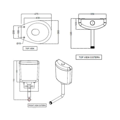 Jaquar Wall Mounted White Closet WC Continental CNS-WHT-551PNPP184LZ with P-Trap