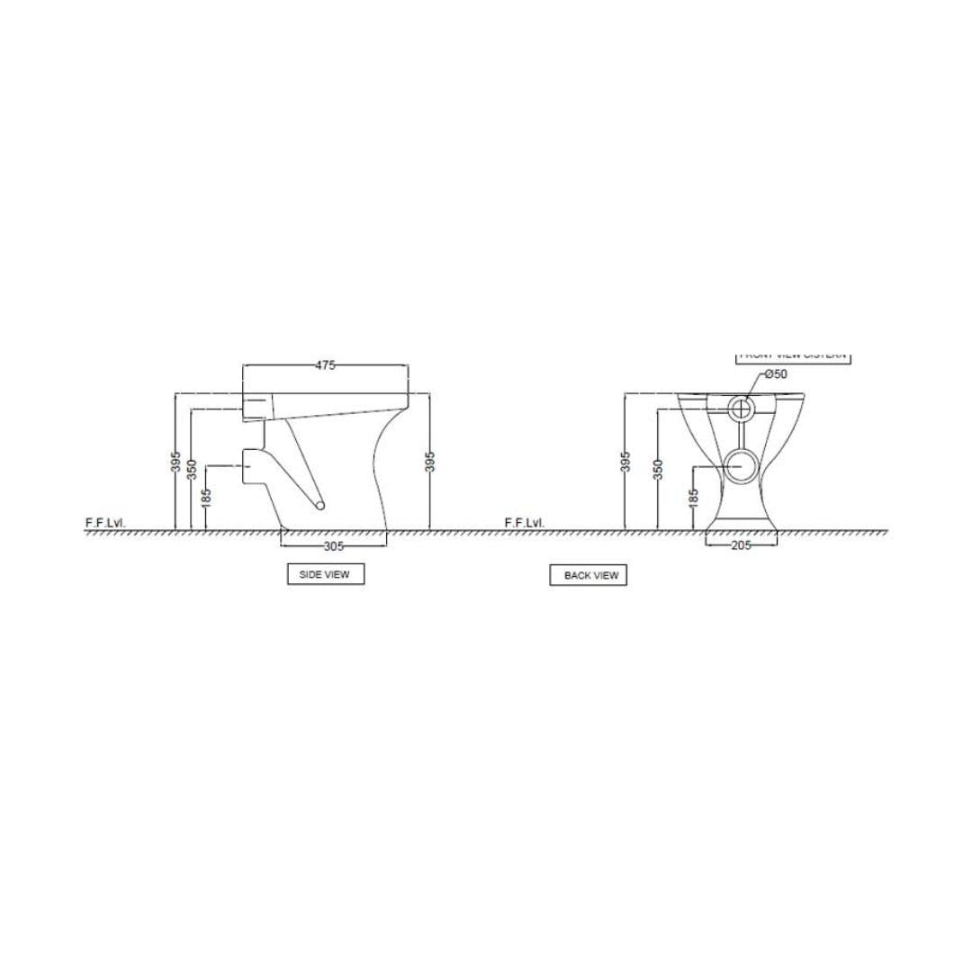 Jaquar Wall Mounted White Closet WC Continental CNS-WHT-551PNPP184LZ with P-Trap