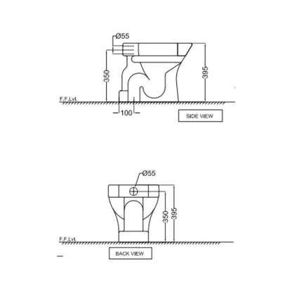 Jaquar Wall Mounted White Closet WC Continental CNS-WHT-551SNPP184LZ with S-Trap