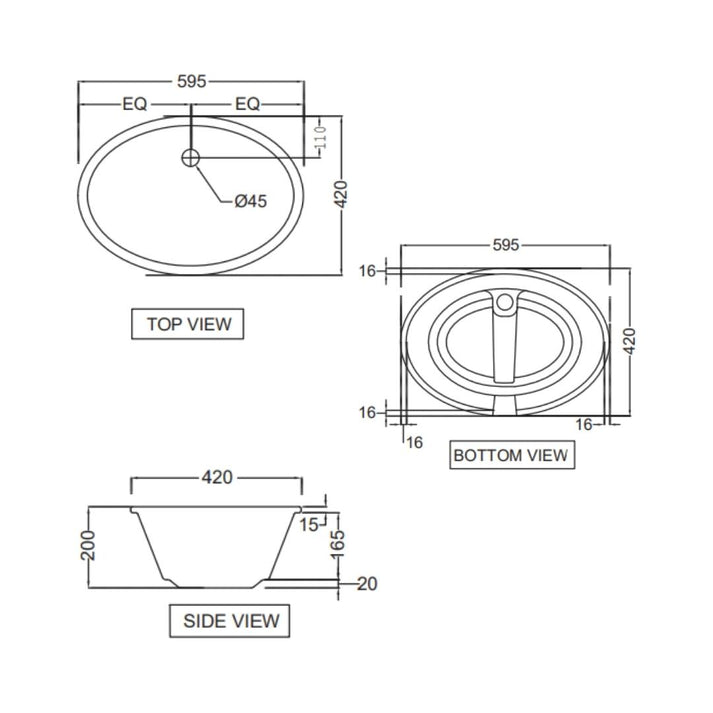 Jaquar - Under Counter Oval White Wash Basin - Continental - CNS WHT ...
