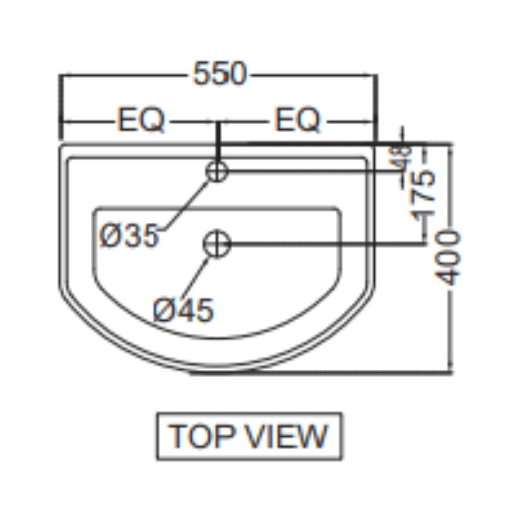 Jaquar - Wall Mounted Oval White Wash Basin - Continental - CNS WHT 801 ...