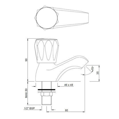 Jaquar Table Mounted Regular Basin Tap Continental CON-CHR-011KN - Chrome