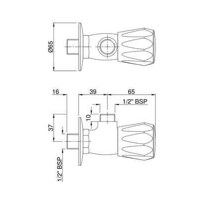 Jaquar Basin Area Angle Valve Continental CON-CHR-059KN - Chrome