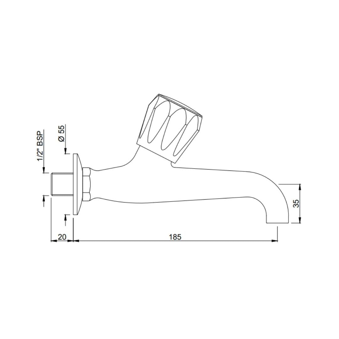Jaquar WC Area Bib Tap Continental CON-CHR-107KN - Chrome