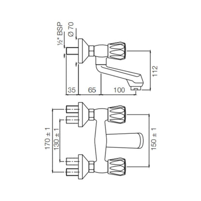 Jaquar 1 Way Wall Mixer Continental CON-CHR-219KN Normal Flow - Chrome Finish