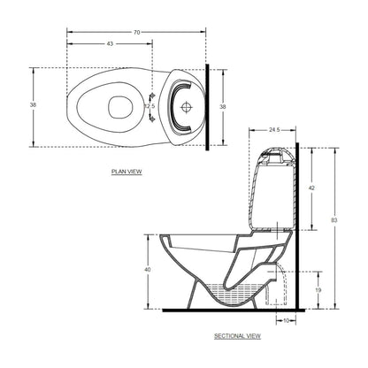 Hindware Floor Mounted White 2 Piece WC Constellation 20024 P TRAP with P-Trap