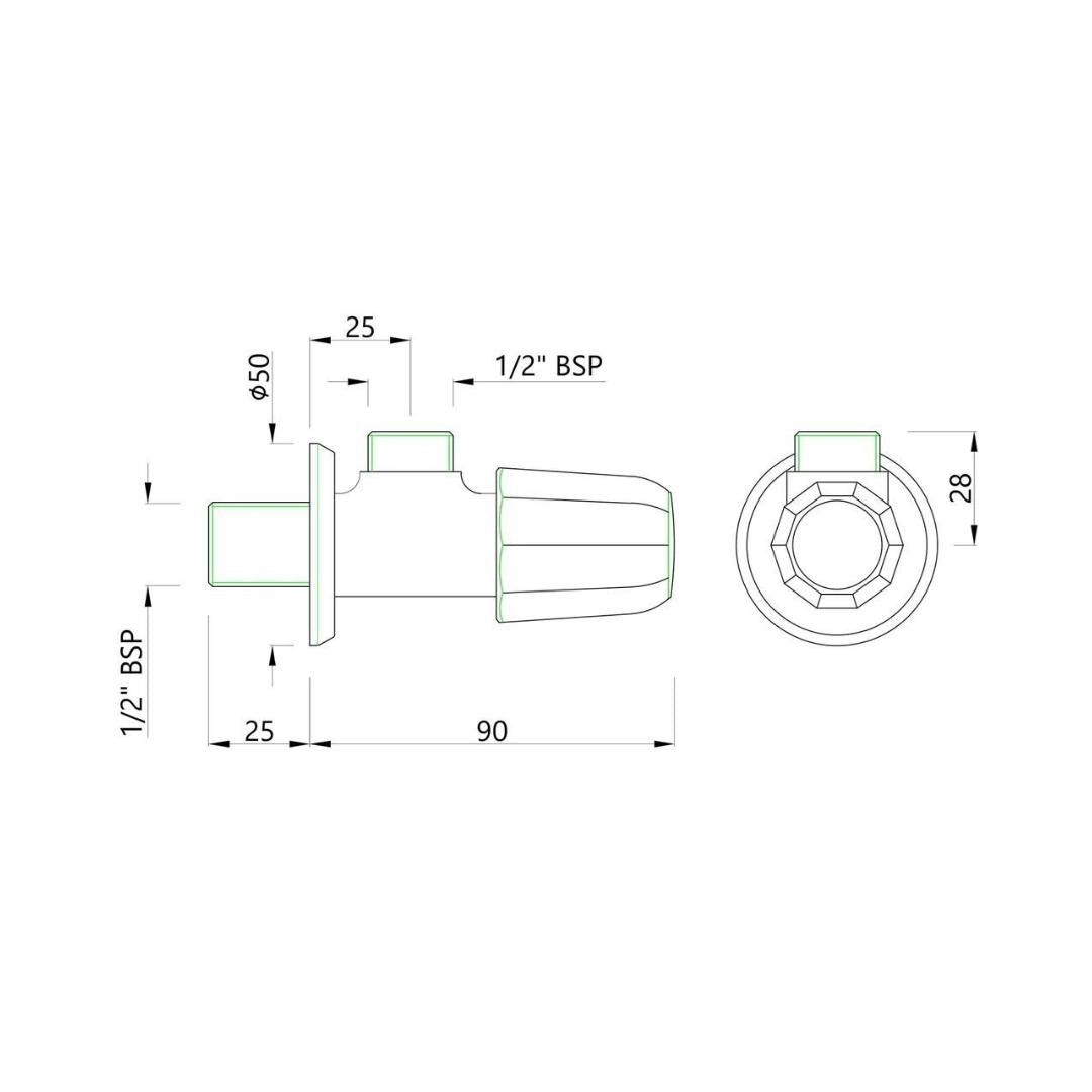 Jaquar Basin Area Angle Valve Continental Prime COP-CHR-057PM - Chrome