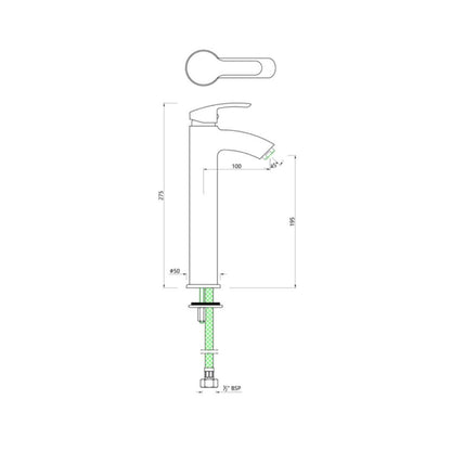 Essco Table Mounted Tall Boy Basin Mixer Cosmo COS-CHR-103005NB - Chrome