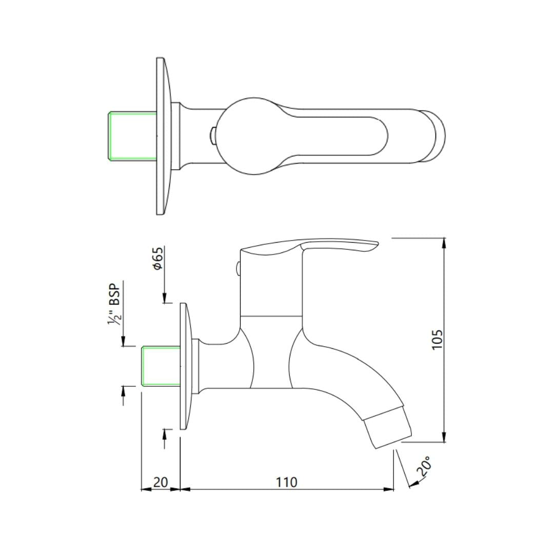 Essco WC Area Bib Tap Cosmo COS-CHR-103037 - Chrome