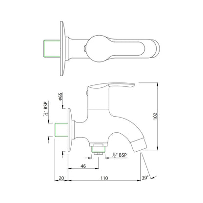 Essco WC Area 2 Way Bib Tap Cosmo COS-CHR-103041 - Chrome