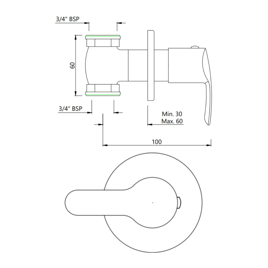 Essco Basin Area Stop Valve Cosmo COS-CHR-103099 - Chrome
