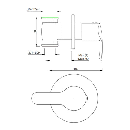 Essco Basin Area Stop Valve Cosmo COS-CHR-103099 - Chrome