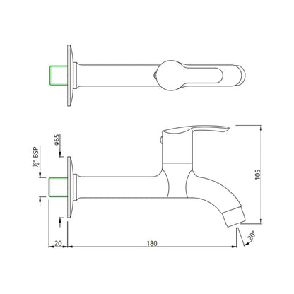 Essco WC Area Bib Tap Cosmo COS-CHR-103107 - Chrome