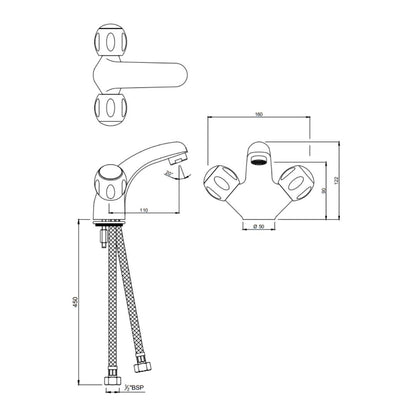 Jaquar Table Mounted Regular Basin Mixer Clarion CQT-CHR-23167B - Chrome
