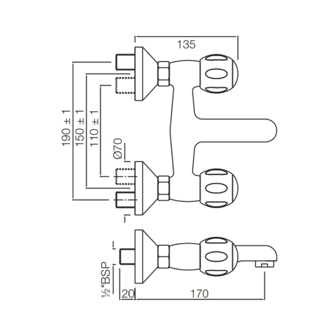 Jaquar 1 Way Wall Mixer Clarion CQT-CHR-23219 Normal Flow - Chrome ...