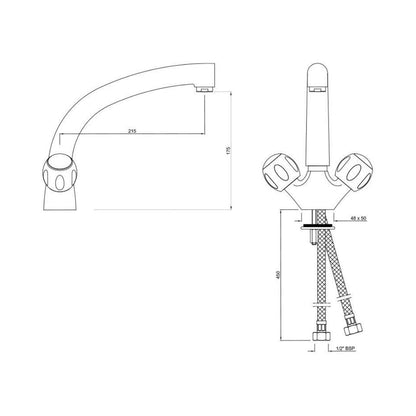 Jaquar Table Mounted Regular Kitchen Sink Mixer Clarion CQT-23321B with Swinging Spout in Chrome Finish