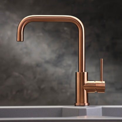Reginox Table Mounted Regular Kitchen Sink Mixer PVD CRYSTAL with Extractable Hand Shower Spout in Copper Finish