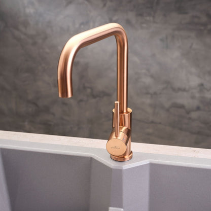 Reginox Table Mounted Regular Kitchen Sink Mixer PVD CRYSTAL with Extractable Hand Shower Spout in Copper Finish