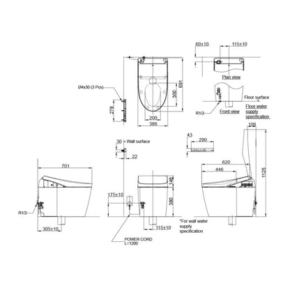 Toto Floor Mounted White Closet WC Neorest AH (Ptrap) CS989PVT#NW1+TCF9788WZ#NW1 with P-Trap