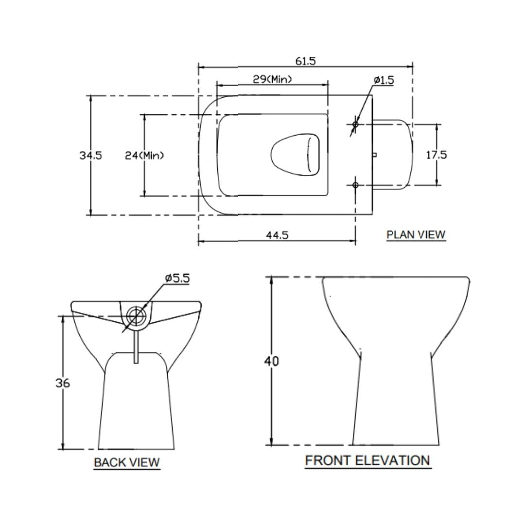 Hindware Floor Mounted White Closet WC Cube 20092 WHITE with S-Trap