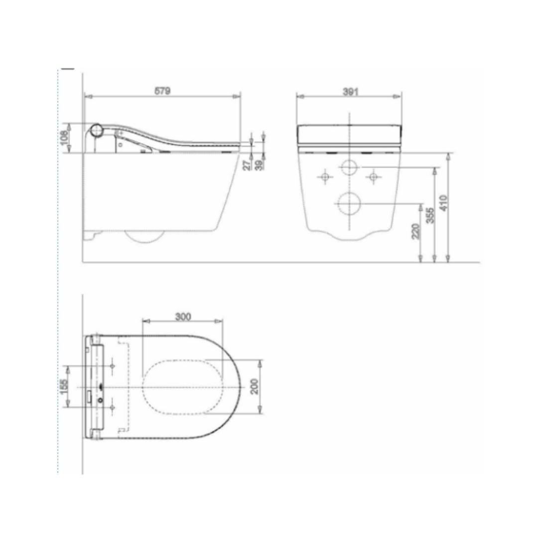 Toto Wall Hung White Closet WC Wall Hung Toilet CW542EMUNW1+TCF802C2Z#NW1 with P-Trap