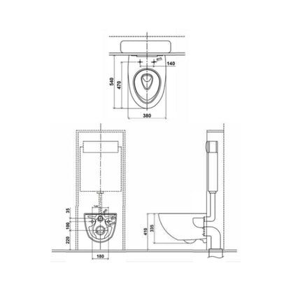 Toto Wall Hung White Closet WC Va Wall Hung Toilet CW562MUNW1 with P-Trap