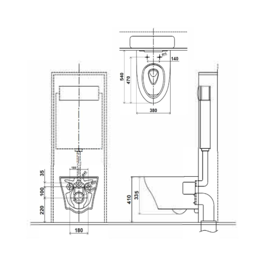 Toto Wall Hung White Closet WC Vp Wall Hung Toilet CW572MUNW1 with P-Trap