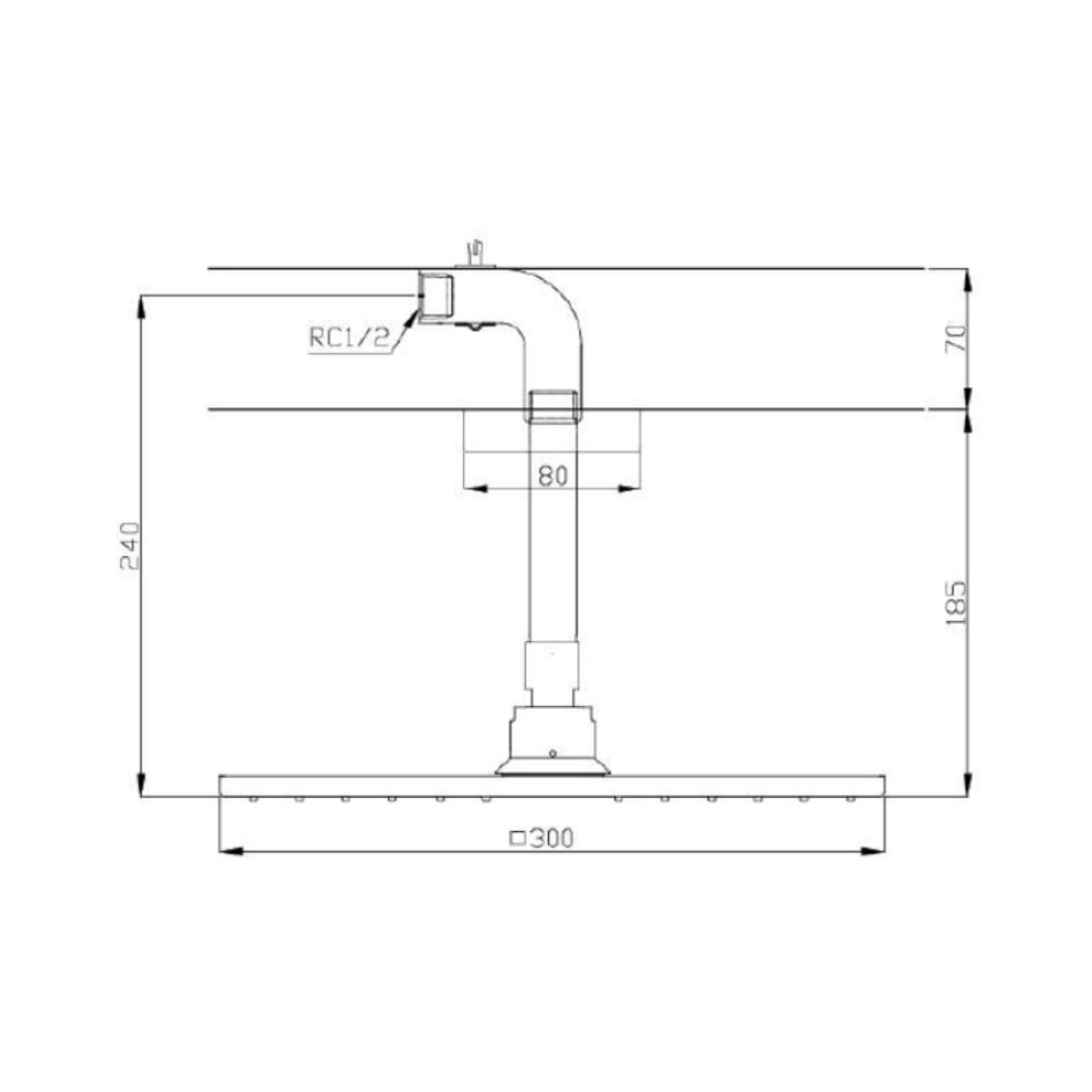 Toto Single Flow Overhead Shower Aerial DBX114-1CAM - Chrome