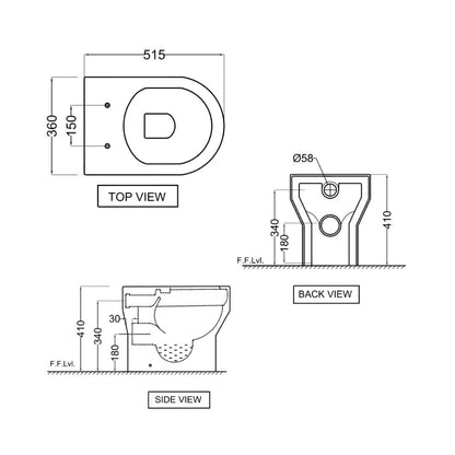 Jaquar Back to Wall White Closet WC Disabled DIS-WHT-93955P180UF with P-Trap