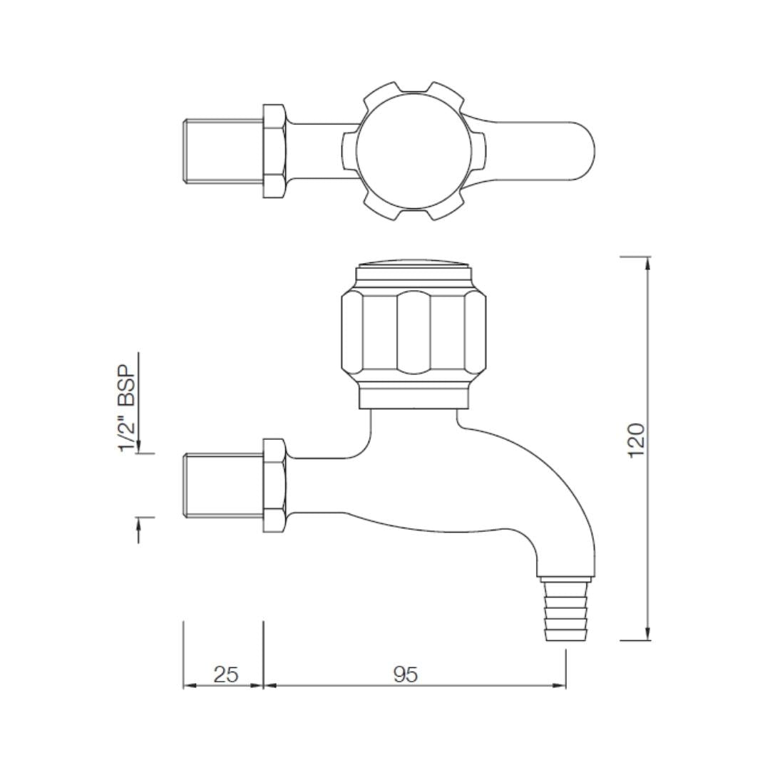 Essco WC Area Bib Tap Delux DLX-CHR-511AKN - Chrome