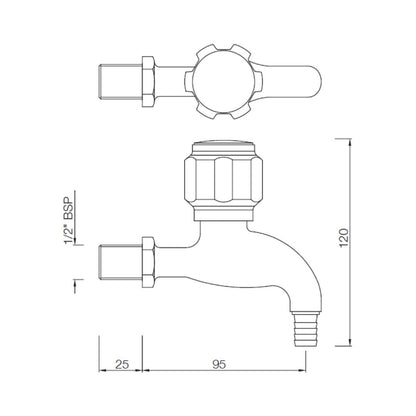 Essco WC Area Bib Tap Delux DLX-CHR-511AKN - Chrome