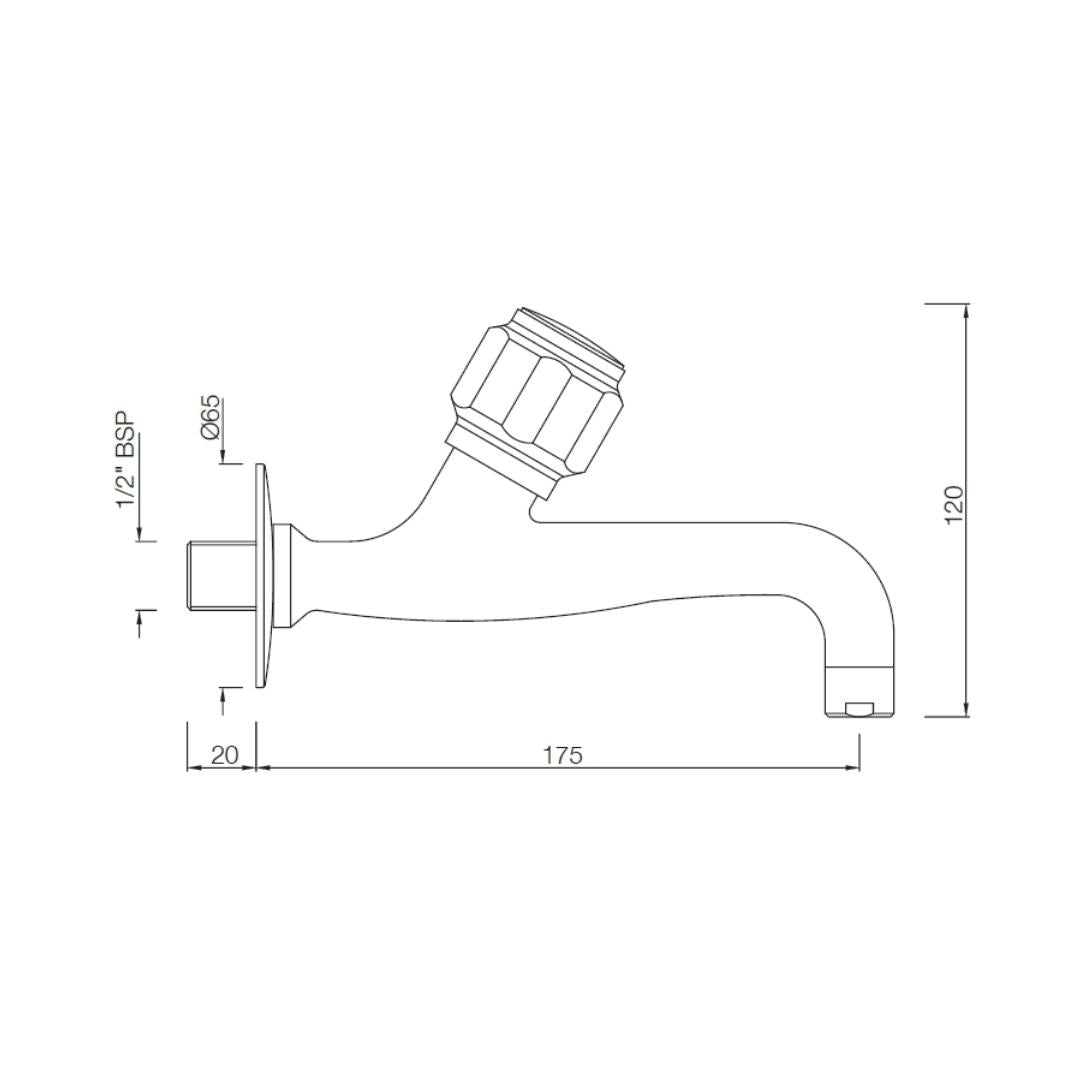 Essco WC Area Bib Tap Delux DLX-CHR-512KN - Chrome