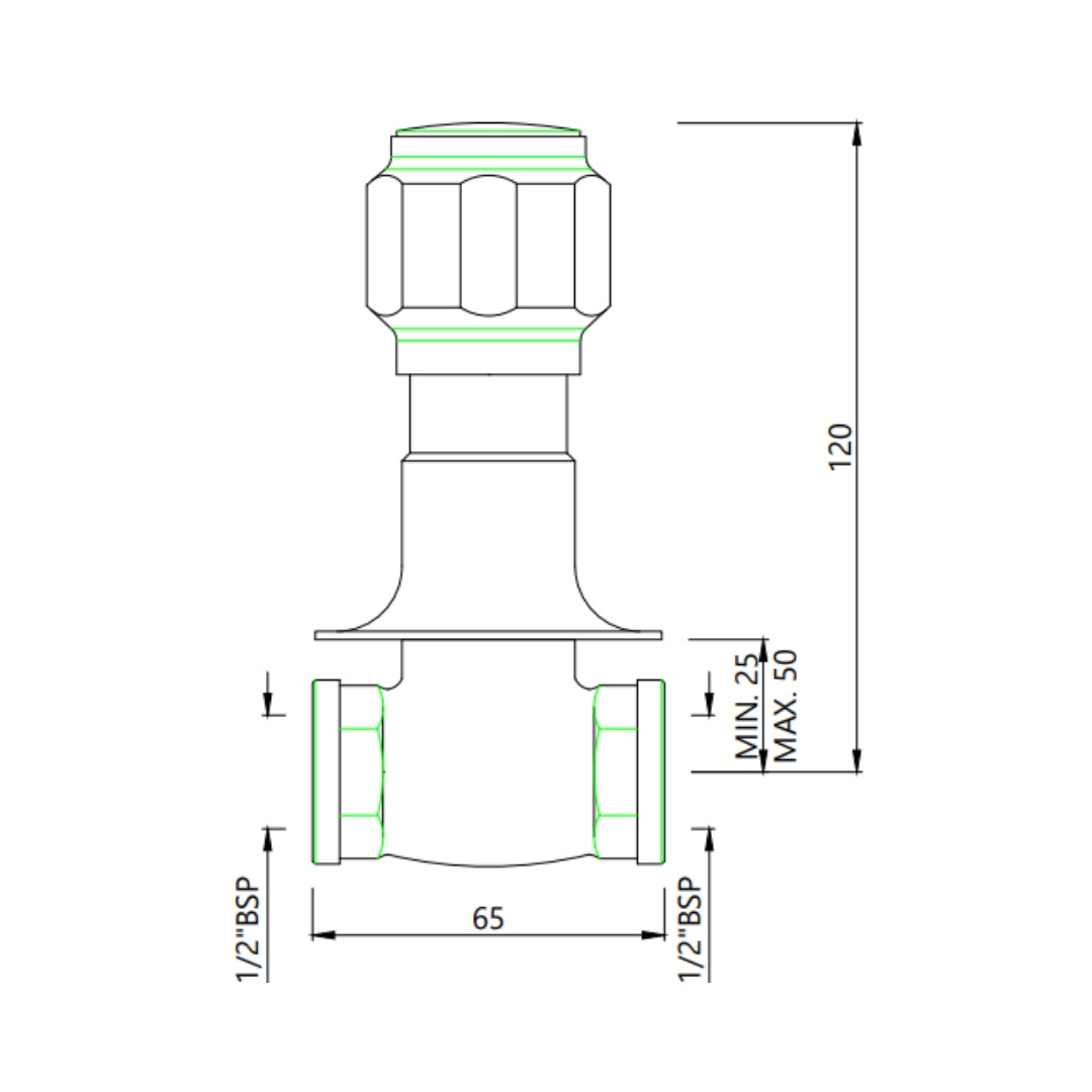 Essco Basin Area Stop Valve Delux DLX-CHR-514AKN - Chrome