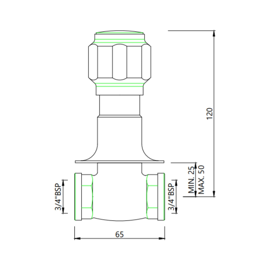 Essco Basin Area Stop Valve Delux DLX-CHR-514CKN - Chrome