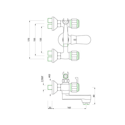 Essco 2 Way Wall Mixer Delux DLX-CHR-517KN - Chrome Finish